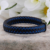 WW | Coole Lederarmband mit Schwarz und Blau Detail