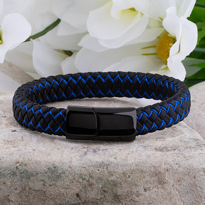 W&W Mode | Coole Lederarmband mit Schwarz und Blau Detail