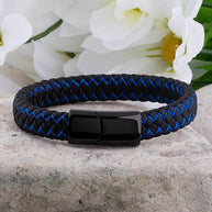 WW | Coole Lederarmband mit Schwarz und Blau Detail