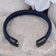 WW | Coole Lederarmband mit Schwarz und Blau Detail