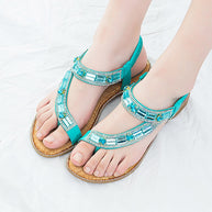 WW | Cross Border Strass T-Strap Flache Sandale