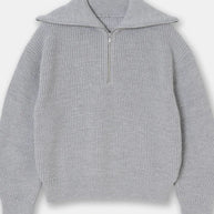 weite Turtleneck Damenpullover mit gestreiftem Revers