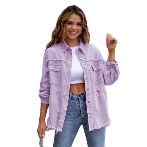 WW | Reißverschluss Hemdjacke Damen Mode Herbst und Frühling