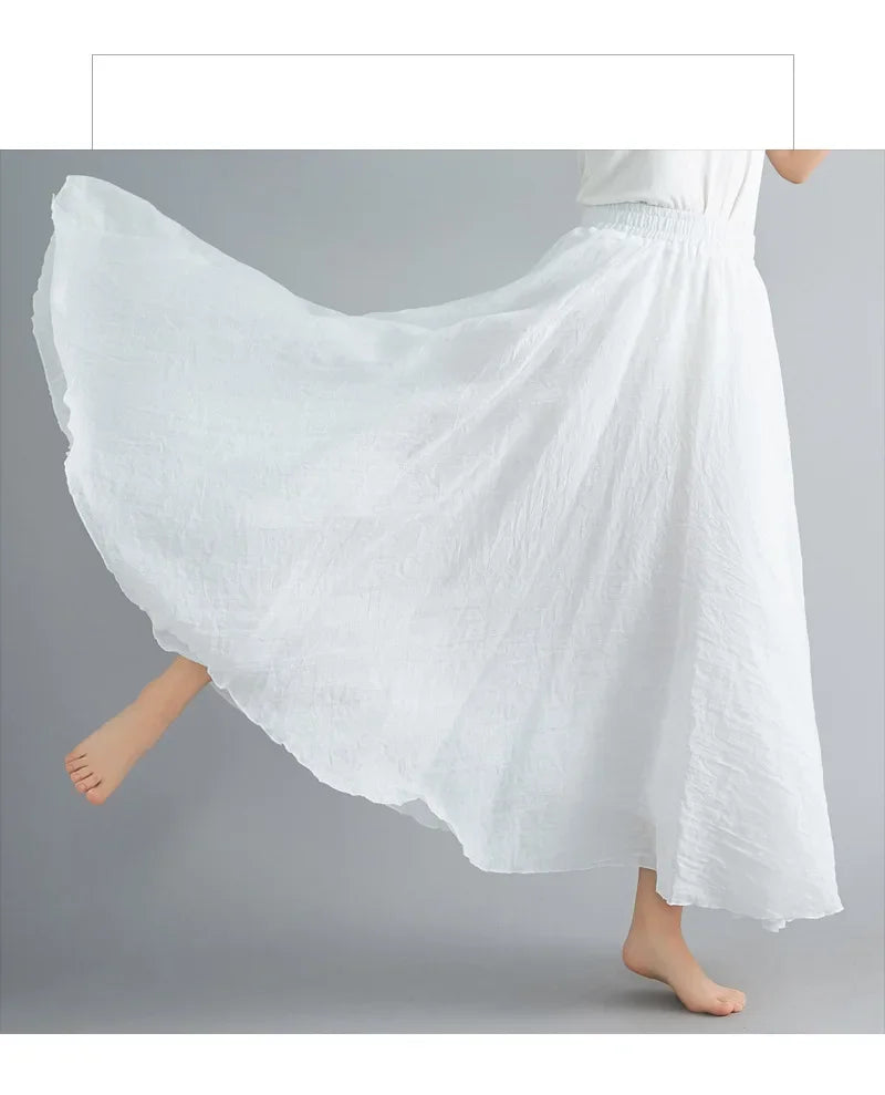 WW | Mode Baumwolle Leinen Kleidung Frauen Röcke Maxi Y2K Elegant Strand Saia Ropa Mujer Lässiges Kleid Boho Lange Röcke Faldas Harajuku