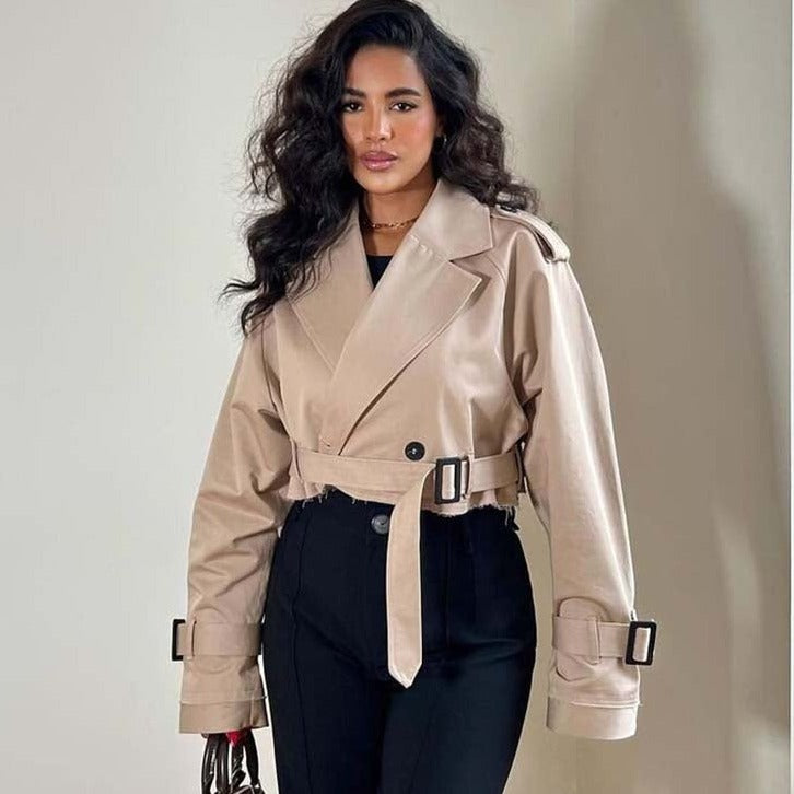 Wolff | Kürzerer trendiger Trenchcoat Beige für Damen