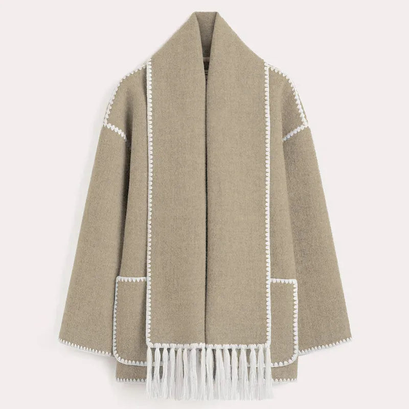 Jacke mit Fransen-Schal