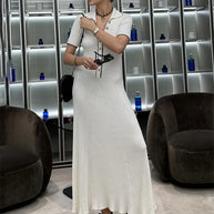 WW | Patchwork Revers Strick Maxi Kleid