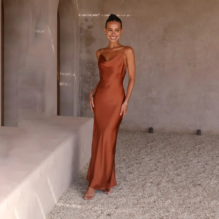 W&W Mode | Langes Satin Kleid