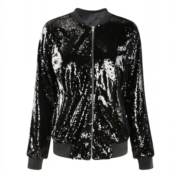 W&W Mode | Paillettenmantel Bomberjacke