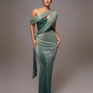 WW | Glitzer Rückenfrei Abend Maxi Kleid