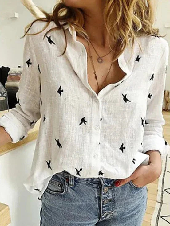 WW | Elegantes, Lässiges Langarmhemd für Damen aus Baumwolle und Leine