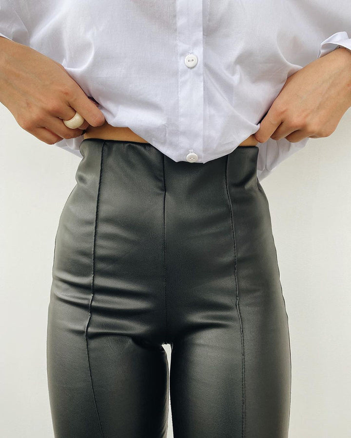 W&W Mode Lederleggings | Lederstretchleggings mit Fleece für den Herbst