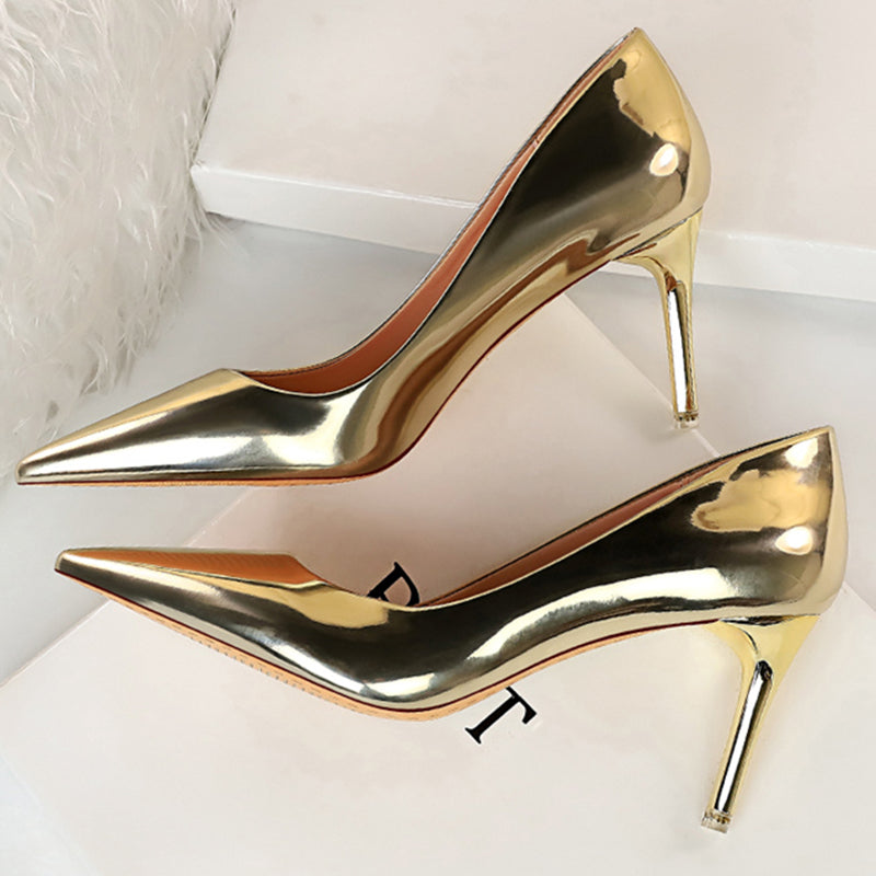 W&W Mode | Metallic Absätze Mit Spitzer Zehenpartie