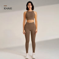 WW | Nahtloses Yoga-satz- Hoch-taillierte Leggings & Top Zweiteiliges Fitness-outfit