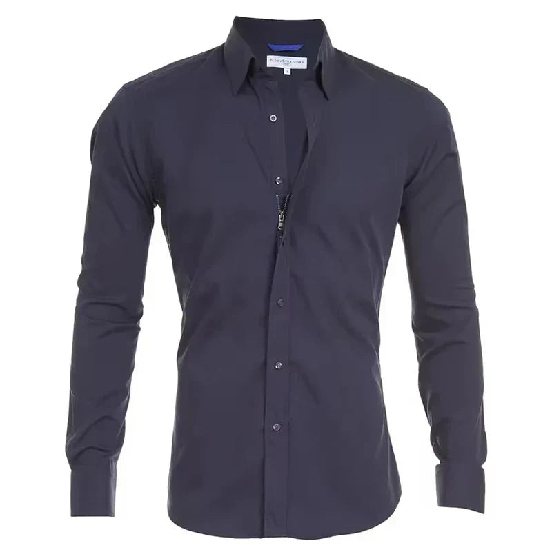WW | Herren Oxford Hemd in Hellblau Slim Fit Mit Stilvollem Reißverschluss