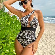 WW-Shoulder-Badeanzug mit Leopardenmuster