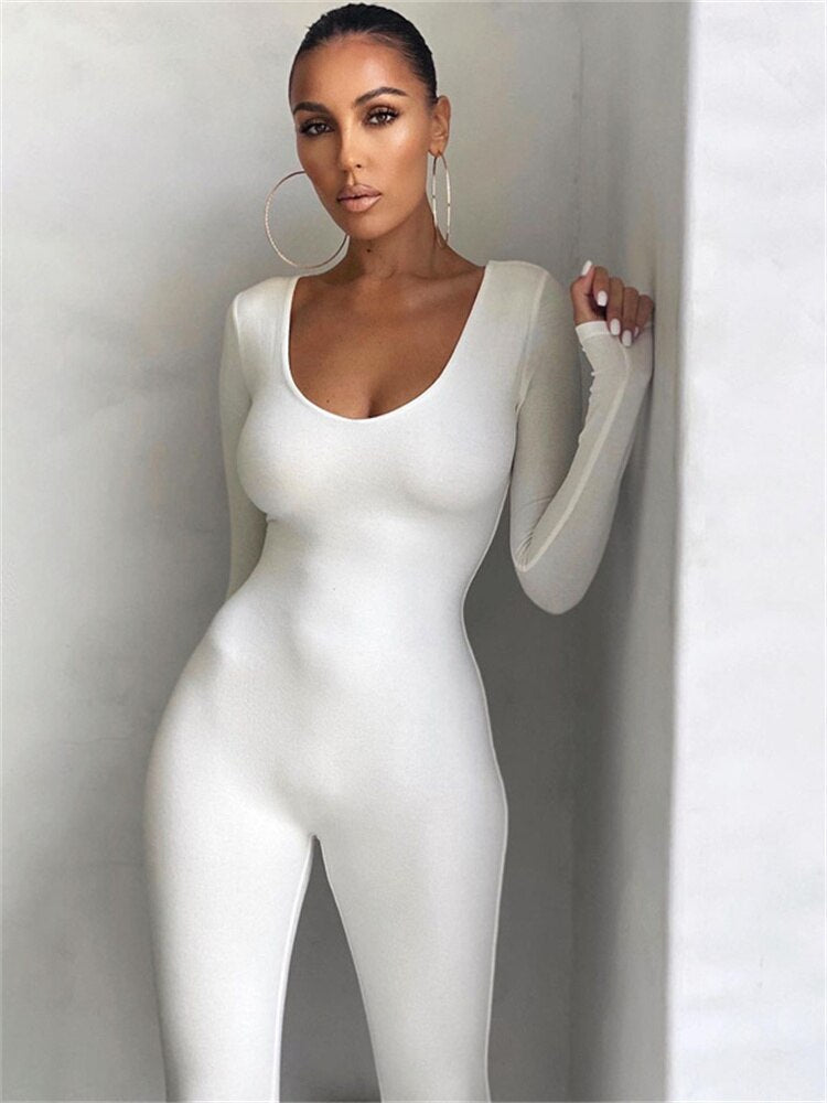 Damen Jumpsuit mit rundem Ausschnitt aus 95% Polyester und 5% Elasthan