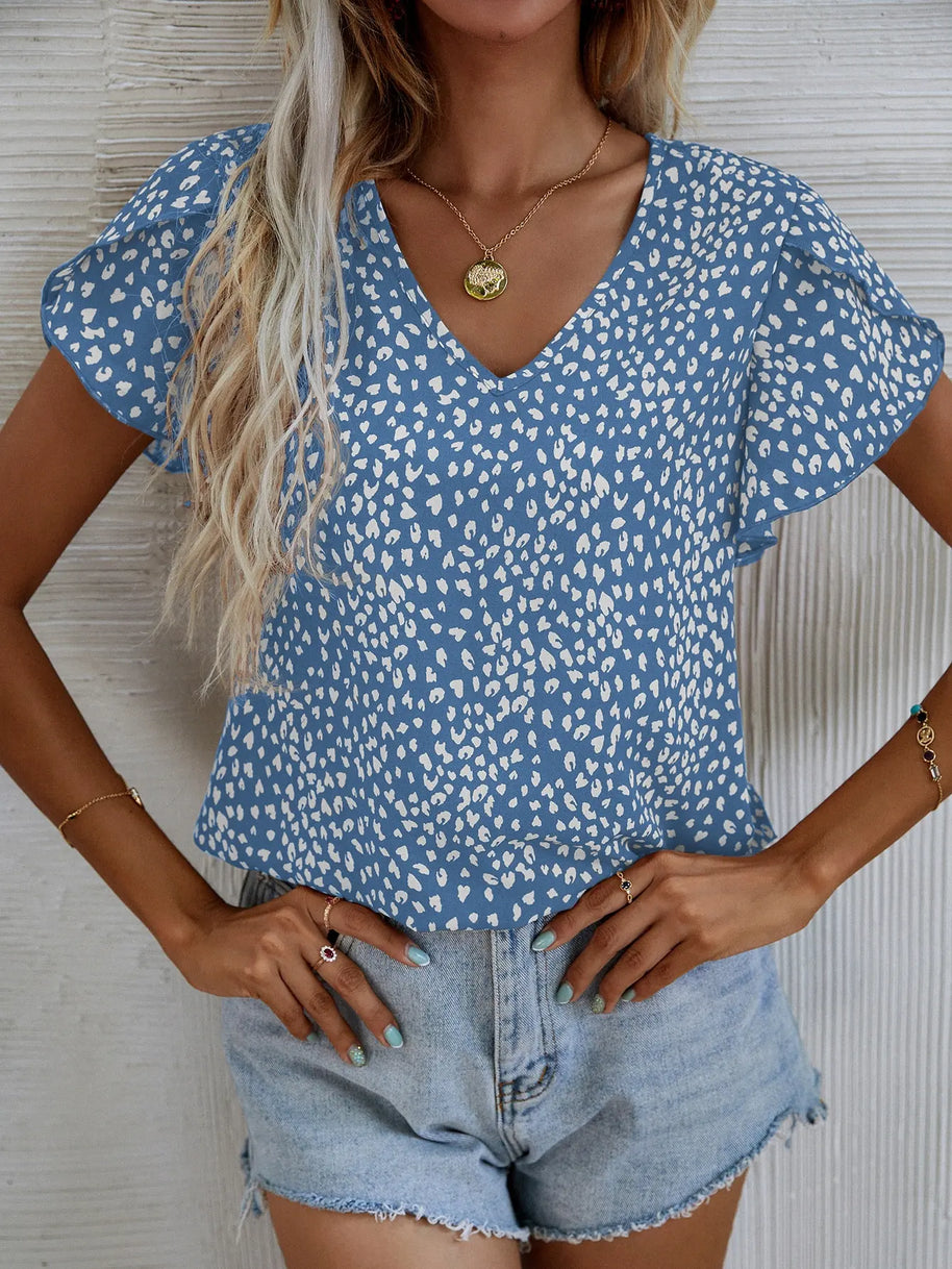 WW | Kurzärmlige Sommerbluse mit Slim Fit Ohne Kragen
