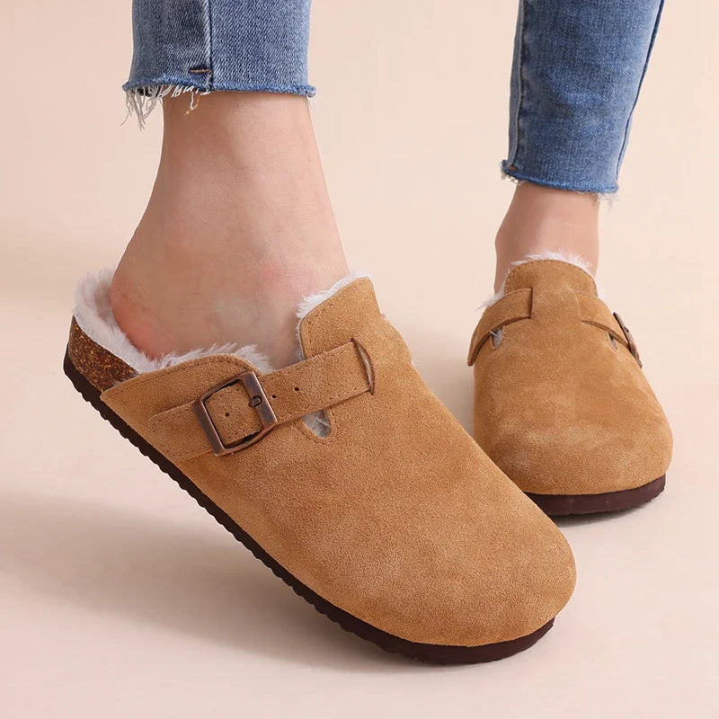 WW | Pantoletten Damen – rutschfeste warme Winter Hausschuhe