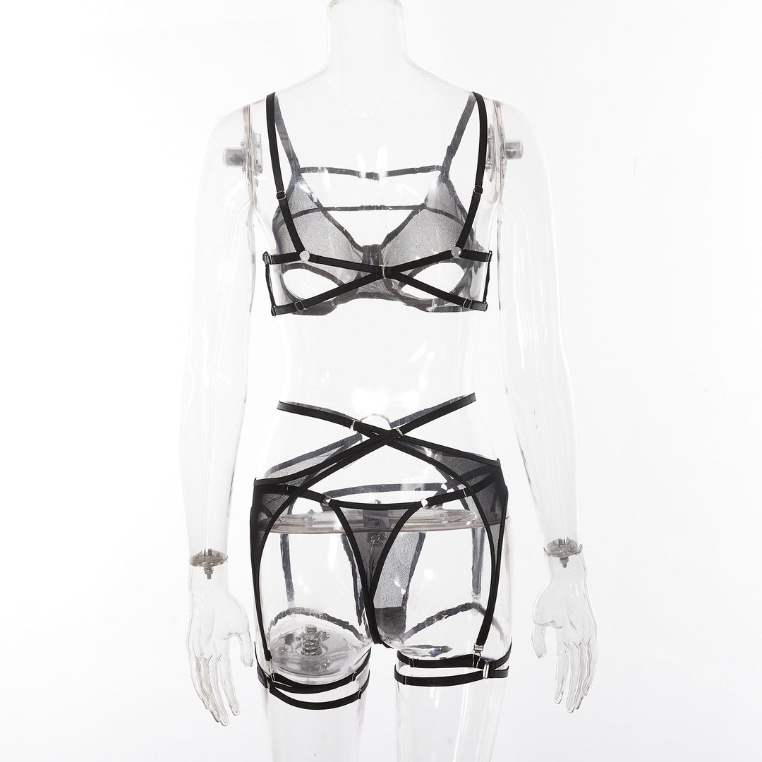 Damen-Lingerie aus 100 % Leinen mit filigranem Durchbruchdesign