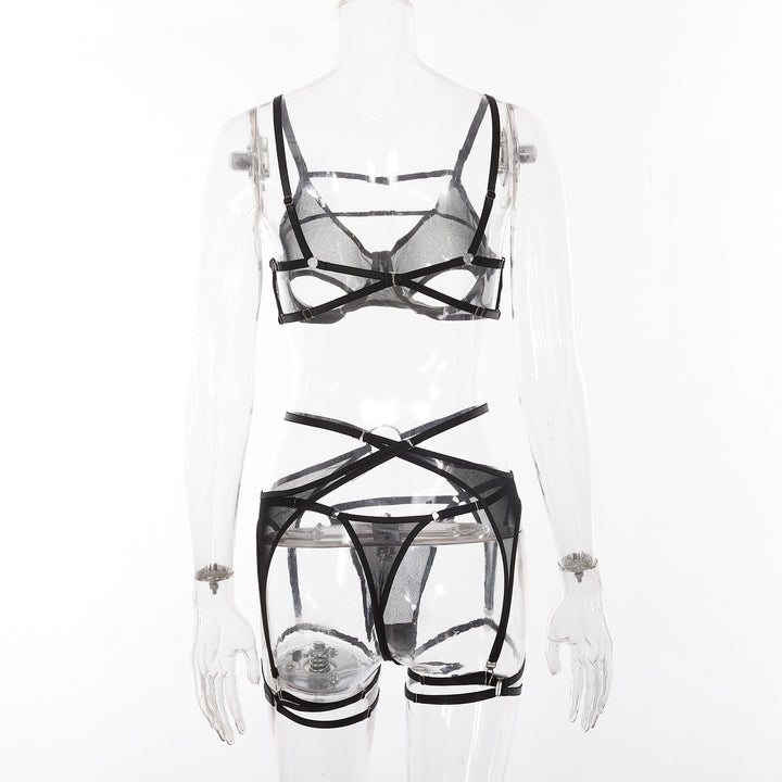 Damen-Lingerie aus 100 % Leinen mit filigranem Durchbruchdesign