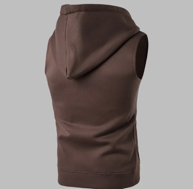 WW | Ärmelloser Herrenpullover Mit Reißverschluss Und Kapuze