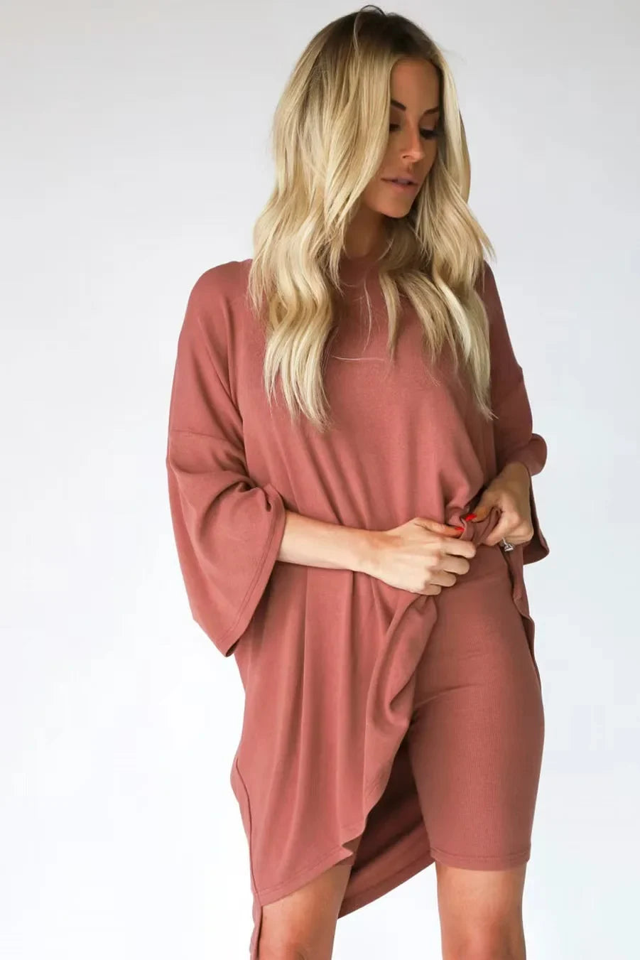 W&W Mode | Damen Lounge Satz Mit Oversize T-shirt Und Biker Shorts