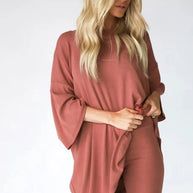 WW | Damen Lounge Satz Mit Oversize T-shirt Und Biker Shorts