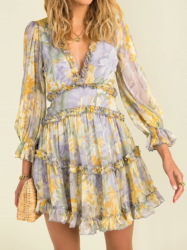 WW - Einfaches bedrucktes Chiffonkleid
