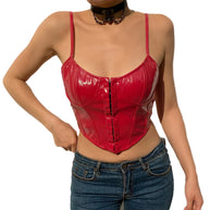 WW | Korsatzt Pu Leder Bustier Crop Top