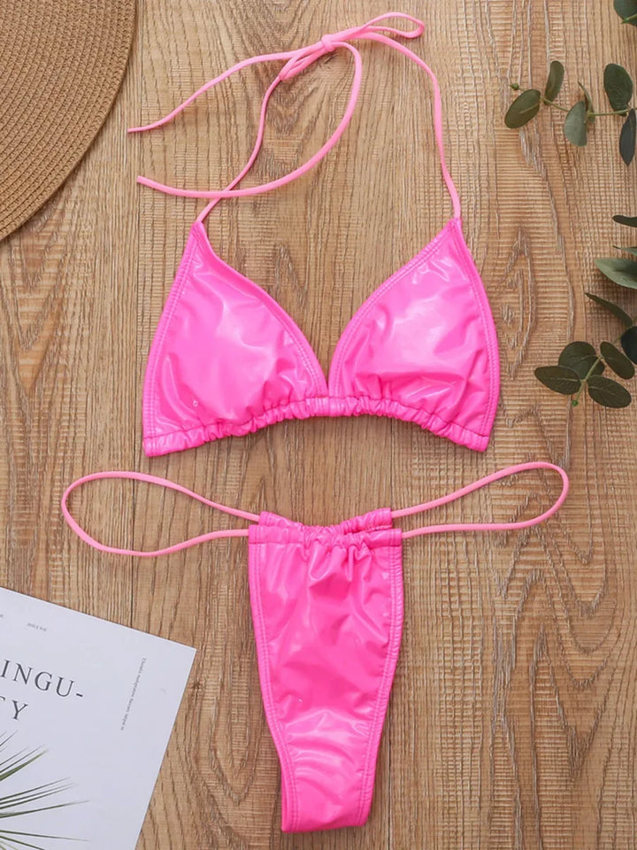 Brasilianischer Bikini mit niedriger Taille aus Polyester und Elastan