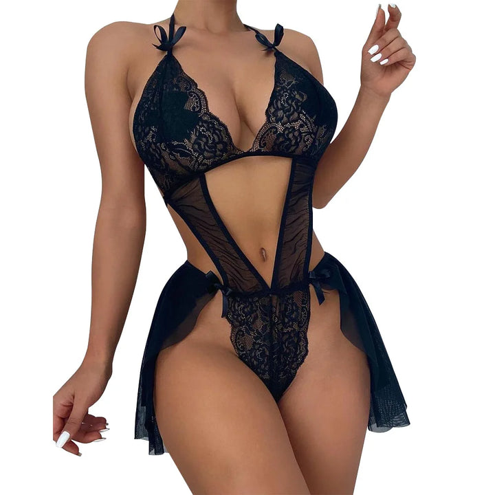 Damen Spitzen-Teddy mit V-Ausschnitt