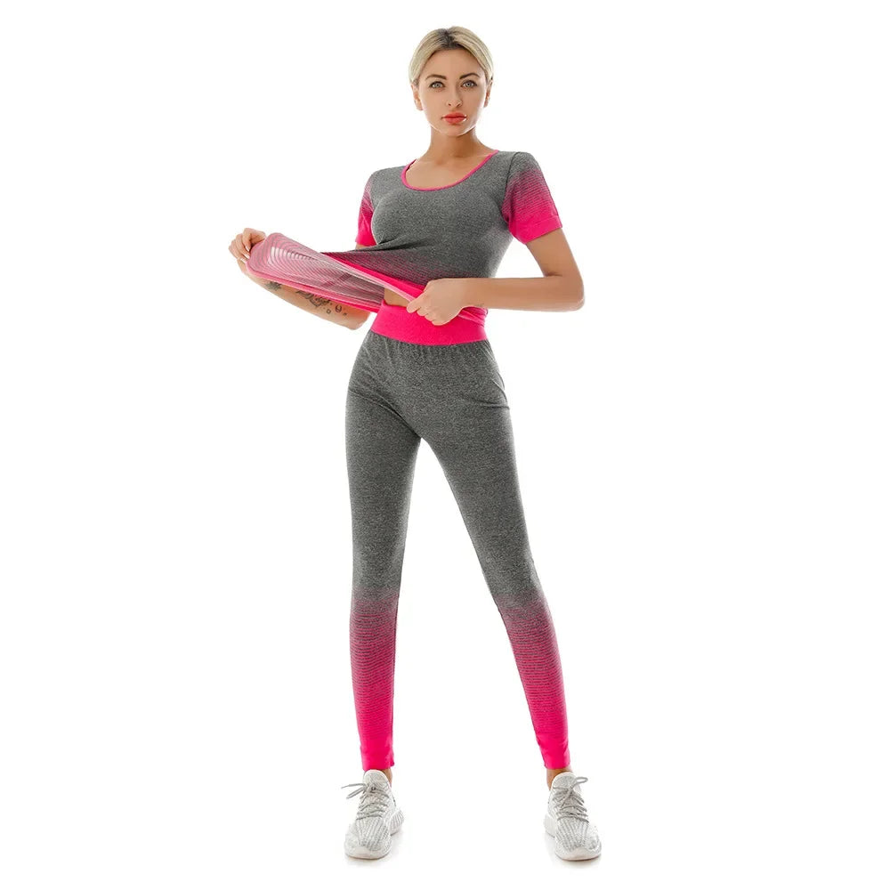 WW | 2-Teiliges Set Damen Outfit Yoga Set Elastisch Gradualer Wechsel Sport Bh Leggings Yoga Anzug Set Fitness Workout Sport Leggings