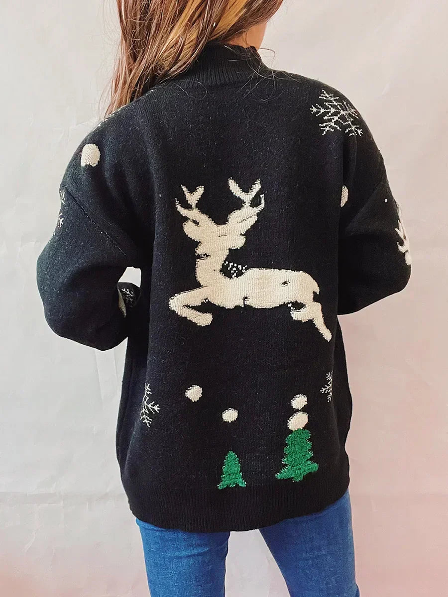 W&W Mode -  Hässlicher Weihnachtspulli - Hoher Hals und lange Ärmel