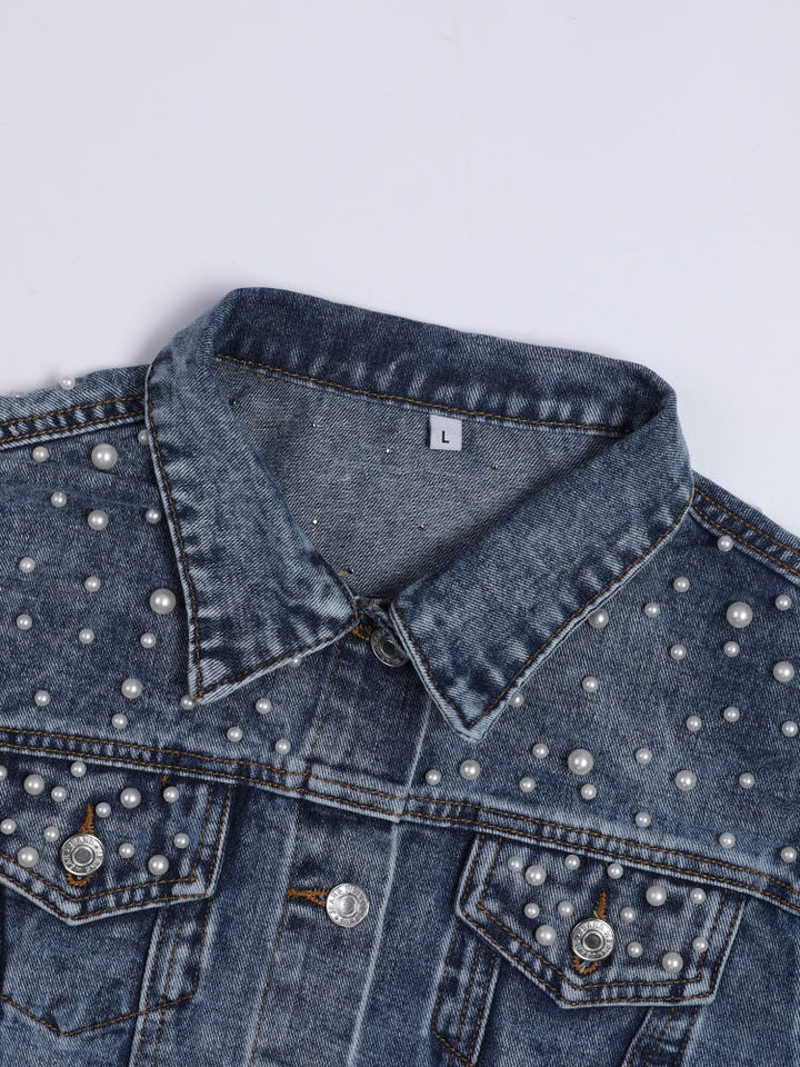 W&W Mode Exklusive Lina Jeansjacke | Denim-Liebling mit stilvoller Perlenverzierung