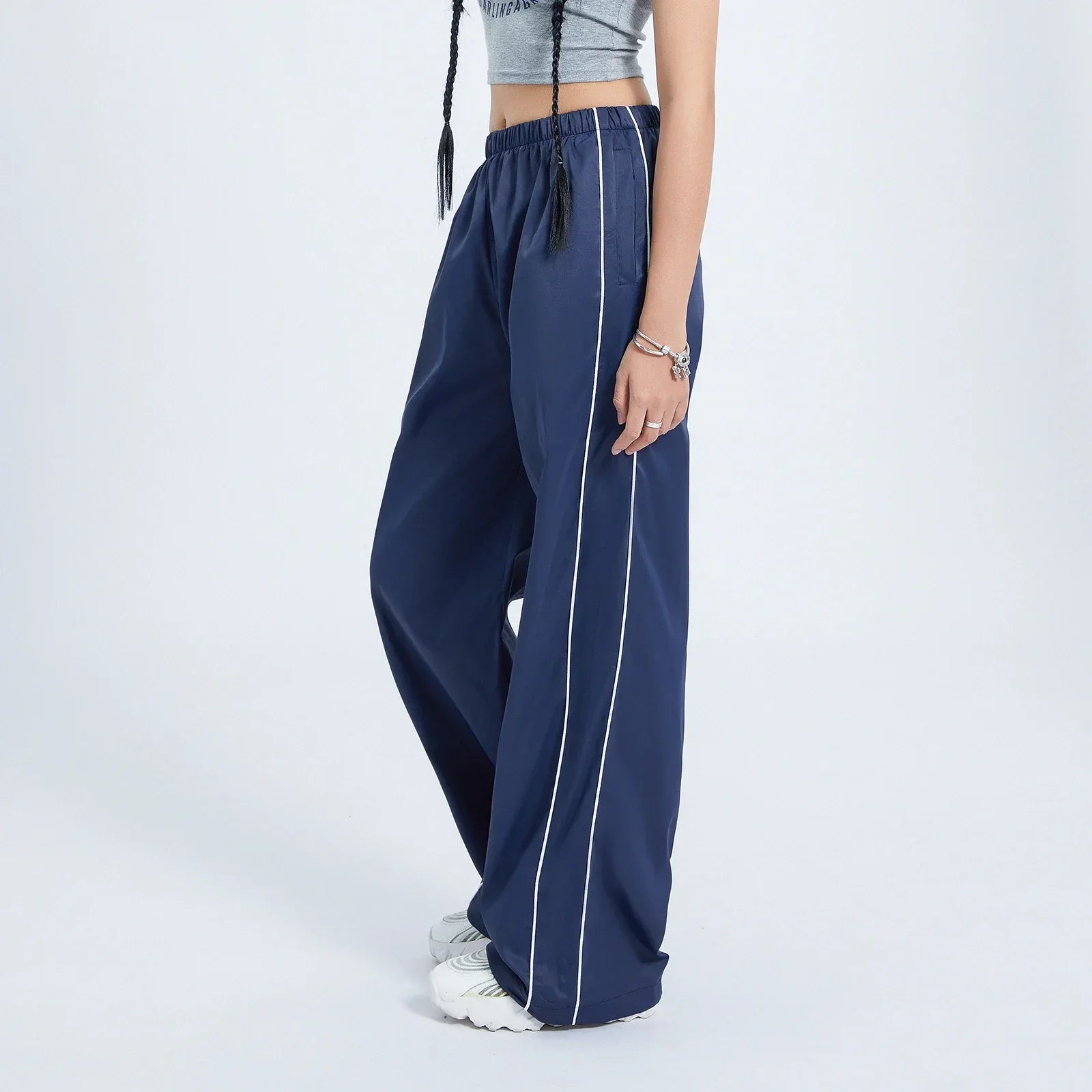 WW | Frauen Y2K Elastischer Taillen Cargo Hosen Locker Einfarbige Jogginghosen Trainingshose mit Taschen Streetwear