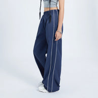 WW | Frauen Y2K Elastischer Taillen Cargo Hosen Locker Einfarbige Jogginghosen Trainingshose mit Taschen Streetwear