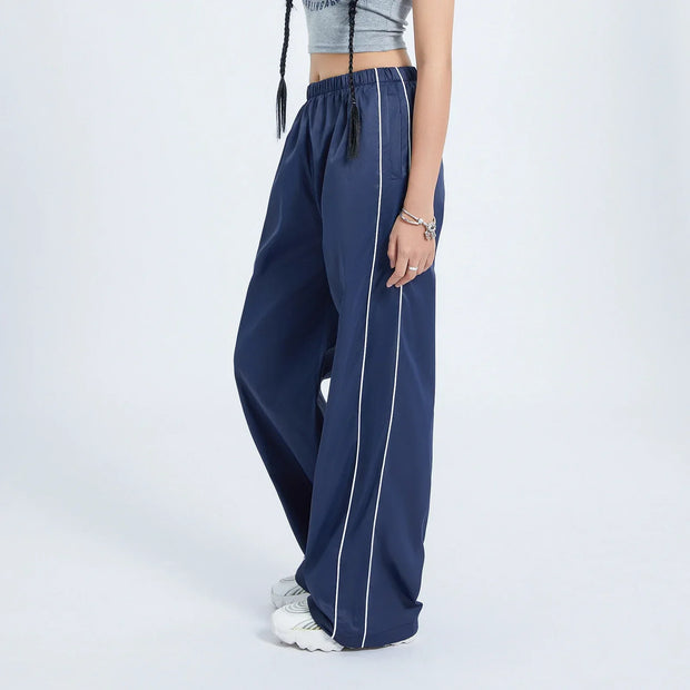 WW | Frauen Y2K Elastischer Taillen Cargo Hosen Locker Einfarbige Jogginghosen Trainingshose mit Taschen Streetwear