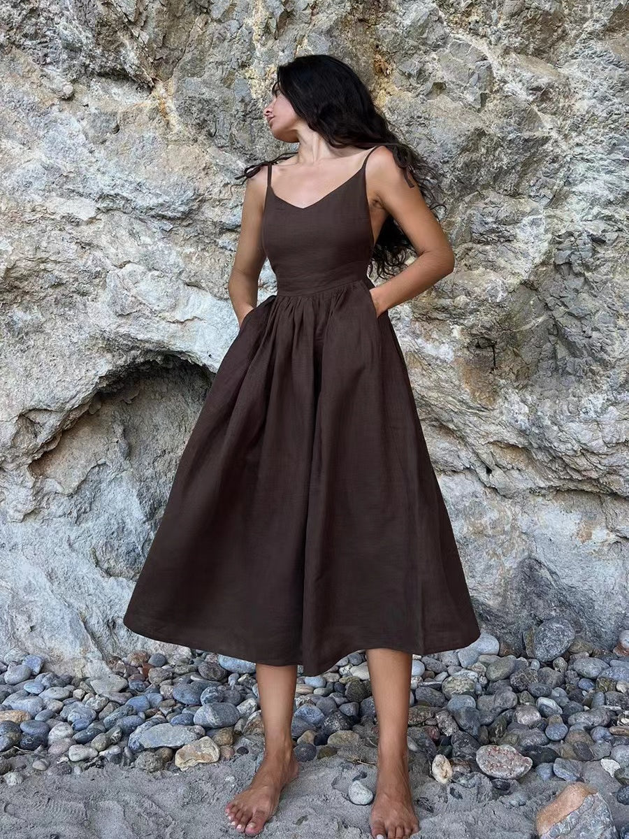 WW | Atmungsaktives Sommerkleid Aus Leinen Für Damen