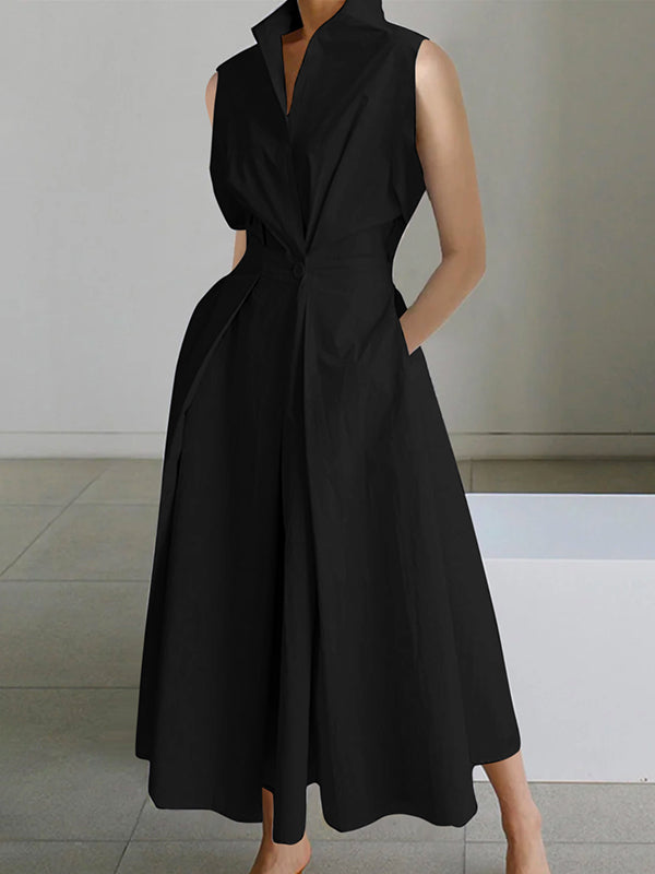 WW | Weißes Hemdkragen Urban Baumwollkleid