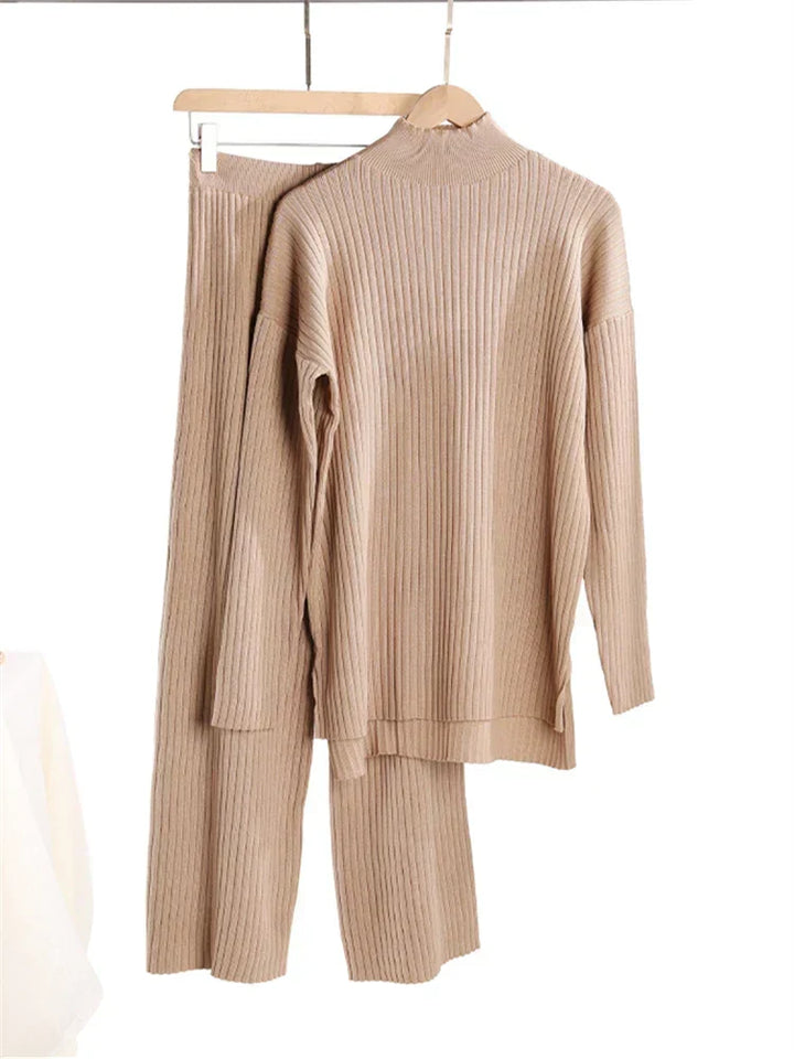 W&W Mode | teilige Loungewear-Set - gestrickter Damenpullover und Hose