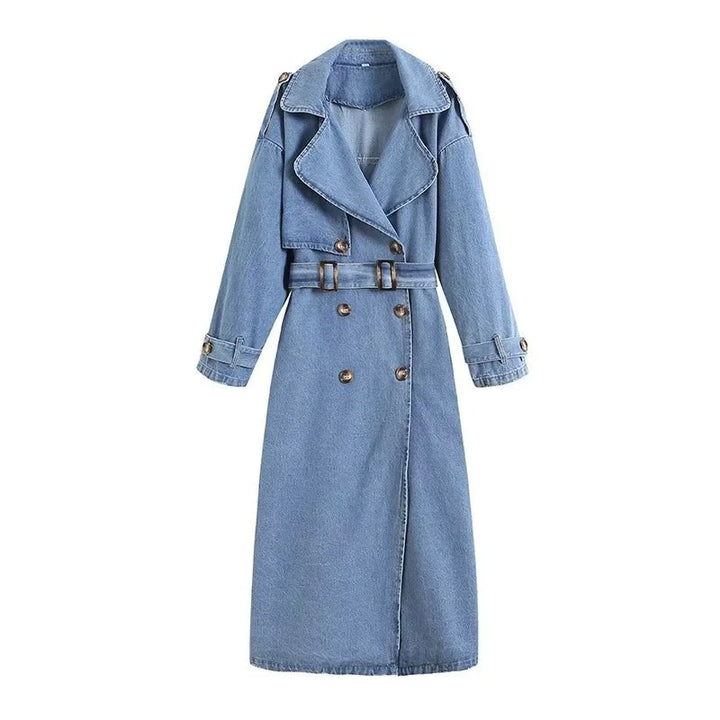 W&W Mode | Langer Denim Trenchcoat Für Damen