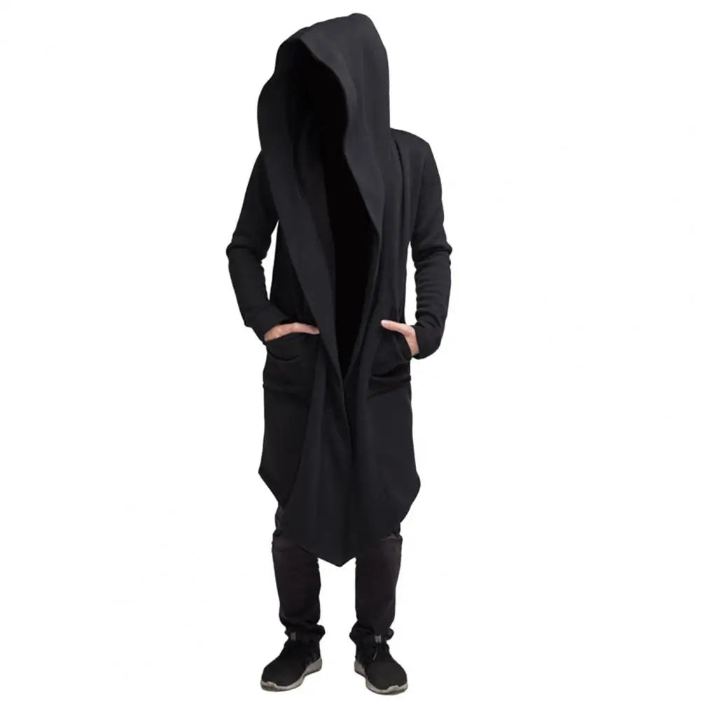 WW | Lange Strickjacke Im Gothic Stil Mit Kapuze Für Herren