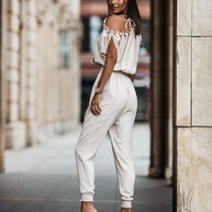 WW | Weißer Jumpsuit Mit Offenen Schultern