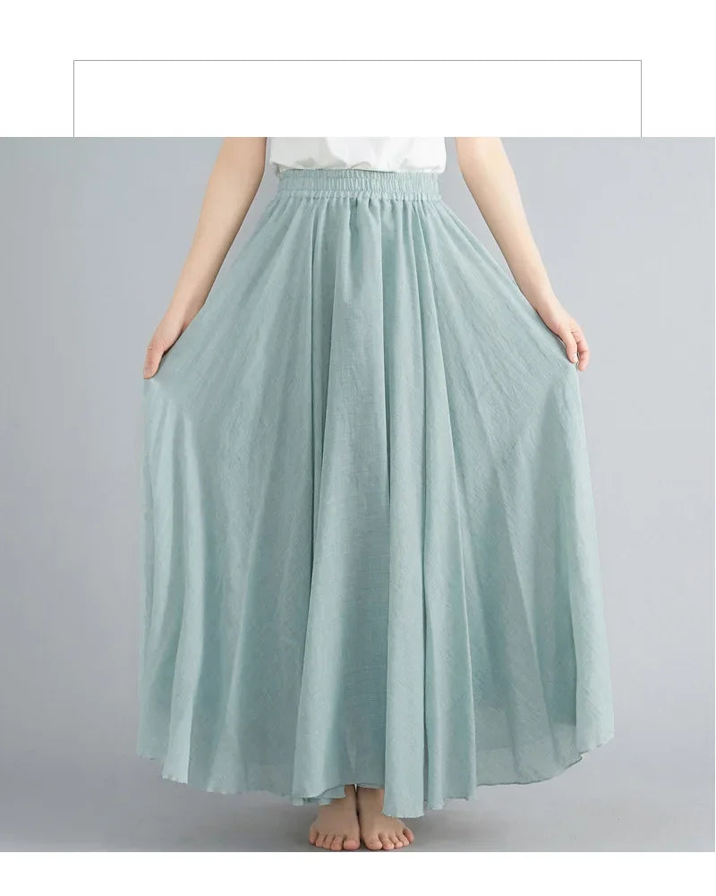 WW | Mode Baumwolle Leinen Kleidung Frauen Röcke Maxi Y2K Elegant Strand Saia Ropa Mujer Lässiges Kleid Boho Lange Röcke Faldas Harajuku
