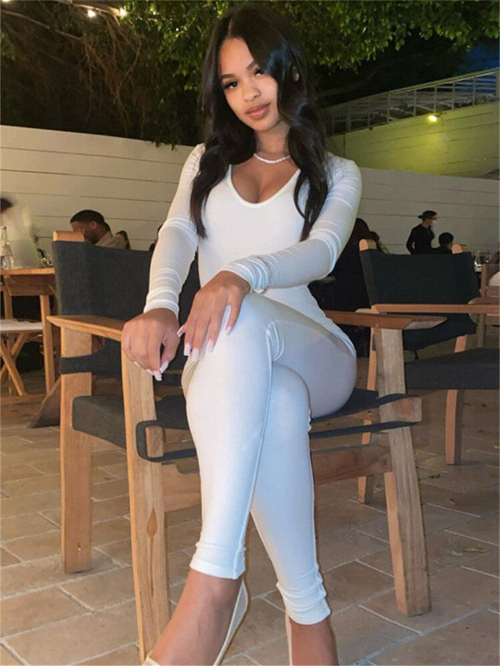 Damen Jumpsuit mit rundem Ausschnitt aus 95% Polyester und 5% Elasthan