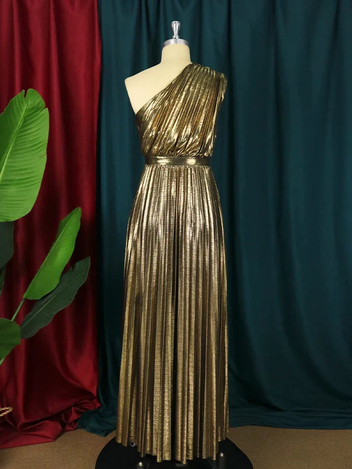 W&W Mode | Elegantes One Shoulder Abendkleid in Metallic Optik