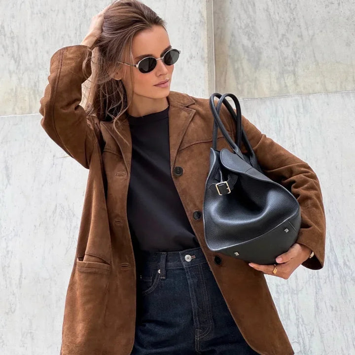 W&W Mode | Braune Wildlederjacke Mit Revers Chic Und Warm