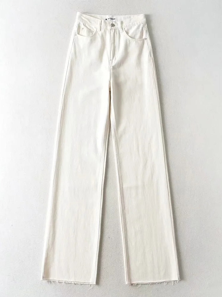 WW | Mode Gerade Bein Hohe Taille Baggy Denim Jeans Hosen