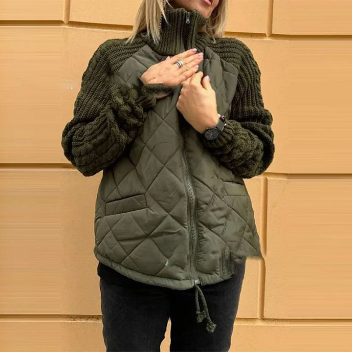 W&W Mode | Modische Steppjacke Mit Strickärmeln Für Frauen